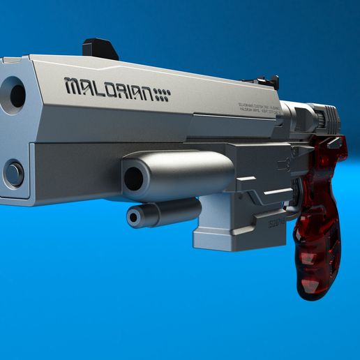 cyberpunk 2077 mão prata especial arma pistola maloriano 3D print model - Mito3D