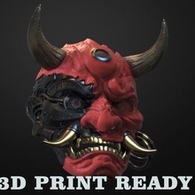 siberpunk 2077 Japonca Hannya maske oni samuray iblis 3d Yazdır model Toplamak dekorasyon Kostüm oyunu maskeli balo oyun Festival efsaneler 3d print model - Mito3D