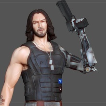 cyberpunk 2077 Johnny mano plata estatua juego personaje sexy keanu Reeves Juan mecha frio futuro sf 3d print model - Mito3D