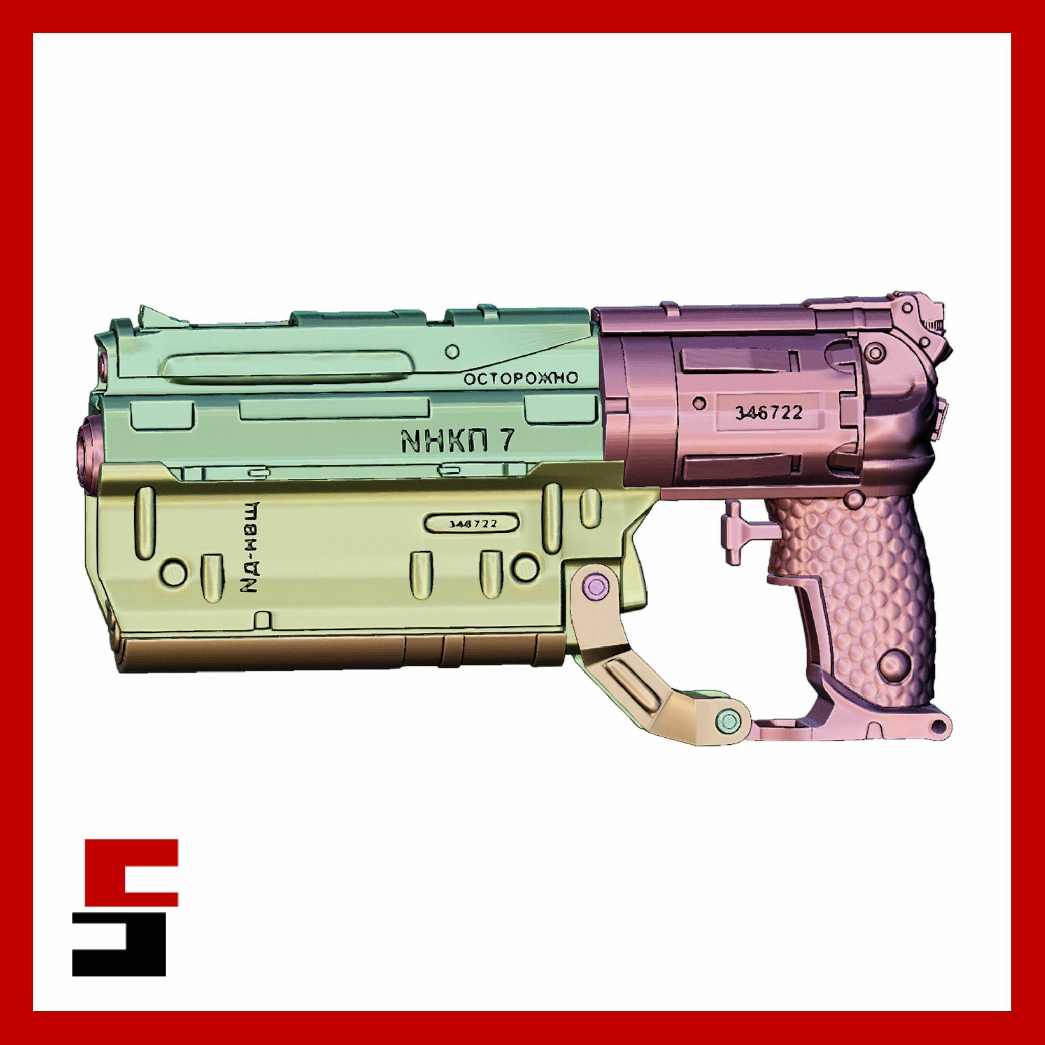 siberpunk 2077 teknoloji rt 46 Sağ revolver tabanca destek Kostüm oyunu stl 3d model Yazdır 3D print model - Mito3D