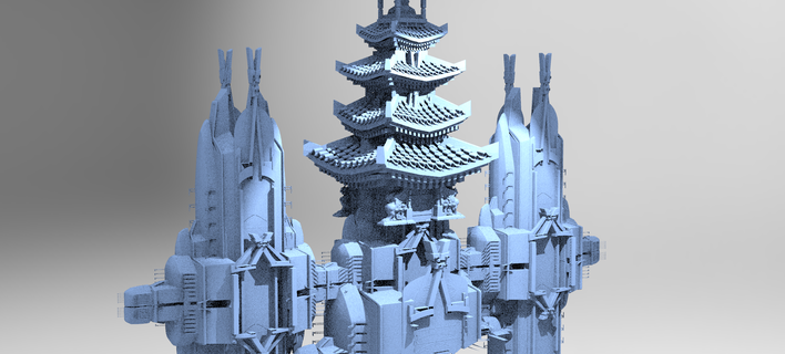 cyberpunk torre asiática 5 hotel ligero urbano calle centro ciudad carretera paisaje tráfico punto referencia metropolitano Japón coreano asiático 2077 ciencia fi exterior 3d print model - Mito3D