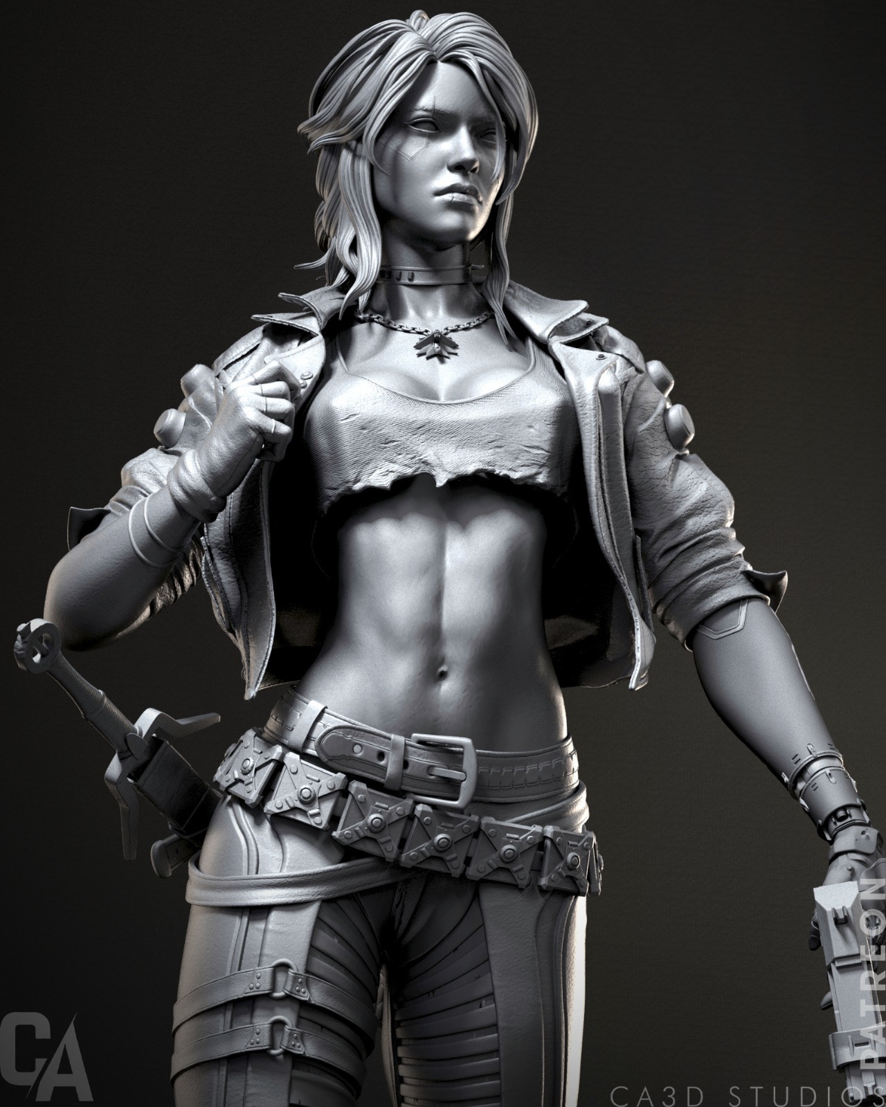 siberpunk Ciri 3d Yazdır Sanat Cadı 3 Gerald kılıç canavar hayran heykelcik masaüstü dnd heykeller Yennefer tris 3D print model - Mito3D