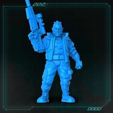 cyberpunk male rifle up standing game hero soldier scifi tabletopgames 3d print model - Mito3D