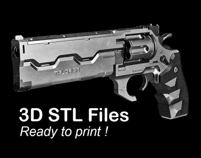cyberpunk revolver Puissance pistolet 2077 mitraillette cosplay 3d print model - Mito3D