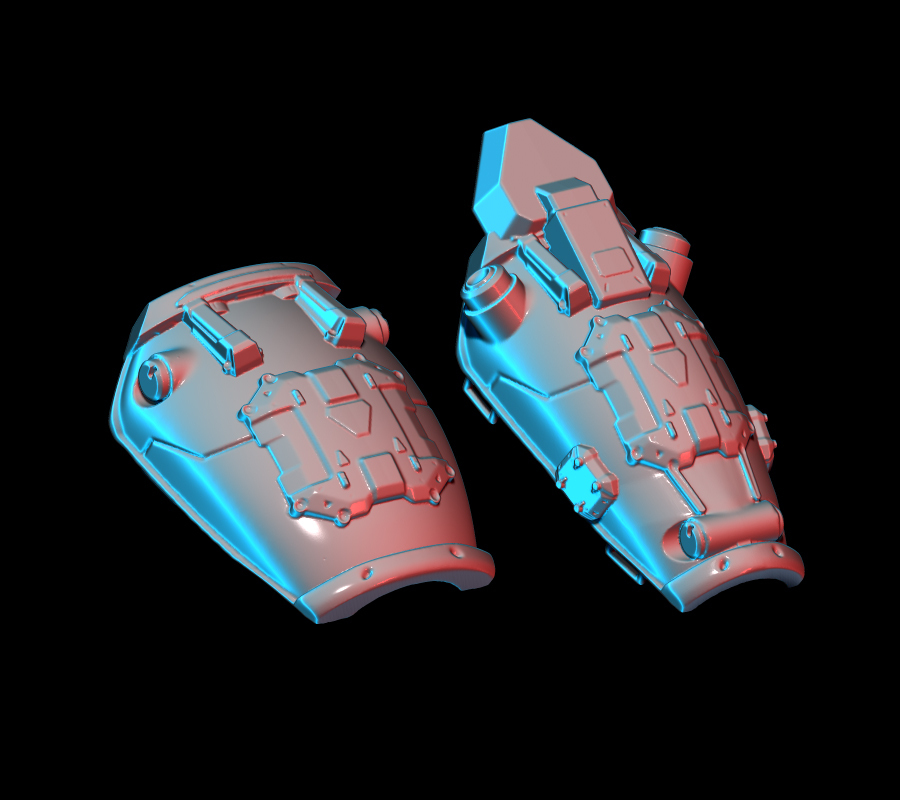 cyberpunk sci fi ombro antebraço armaduras conjunto 3D print model - Mito3D