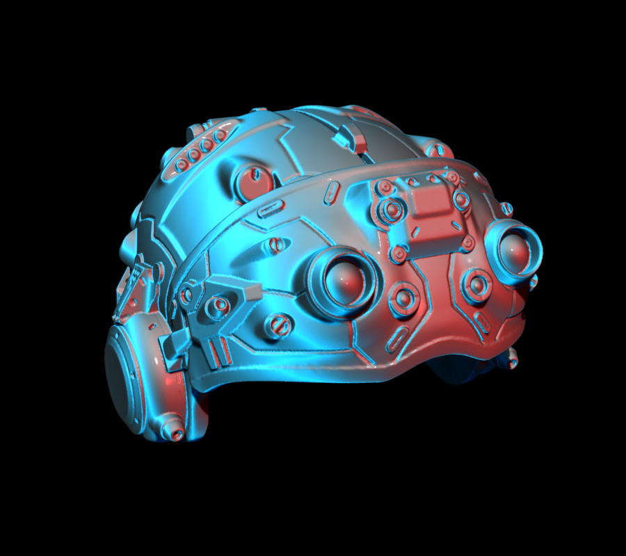 cyberpunk sci-fi tech helmet 3D print model - Mito3D