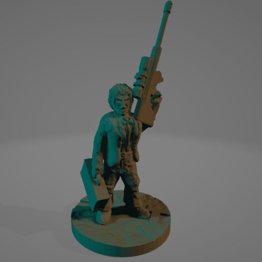 cyberpunk sniper agent supports needed 28mm 28mmscale heroic scale miniatures miniature sci-fi science fiction space games 3D print model - Mito3D