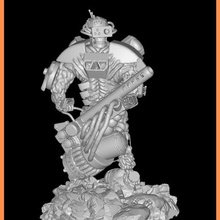 cyberpunk soldado miniatura esculpir juguete estatuilla guerra 3d print model - Mito3D