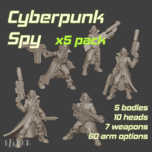 cyberpunk spy 5 modelos de pacote 32mm wargames jogo necromunda w40k o infinito starfinder shadowrun miniatura 3d print model - Mito3D