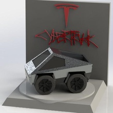 cybertruck art tesla because arttoy toy toys diorama scene truck smallscene bubblecar 3d print model - Mito3D