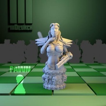 ciborgue xadrez rainha miniatura tampo mesa jogos jogo tabuleiro 3d print model - Mito3D