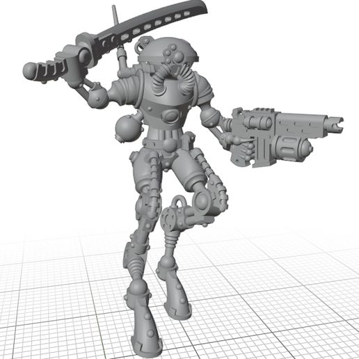 cyborg sicario infiltrado alternativo mecha robot mech Steampunck sci fi martillo guerra 40k Mechanicus sico infiltrador marciano miniatura modelo 28mm 3D print model - Mito3D