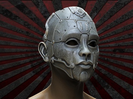 cyborg máscara cyberpunk robot 3d impresión modelo ciencia fi cosplay Víspera Santos humano guerrero casco tecnología 2023 3d print model - Mito3D