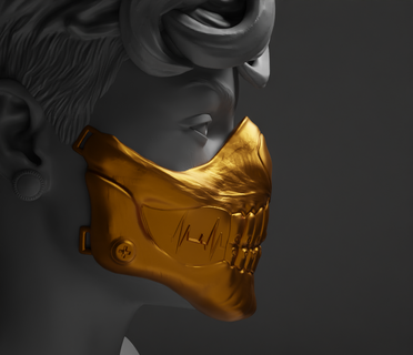 cyborg maschera stl 3d Stampa modello viso orrore arte cyber punk moda cosplay covid 3dprint indossabile denti mascella meraviglia divertimento mascherina scifi Sorridi 3d print model - Mito3D