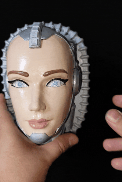 cyborg parete decorazione segreto scatola arte nascondere i soldi femmina testa vano 3d print model - Mito3D