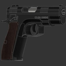cz 75b Jeu pistolet amusement noir armes 3d print model - Mito3D