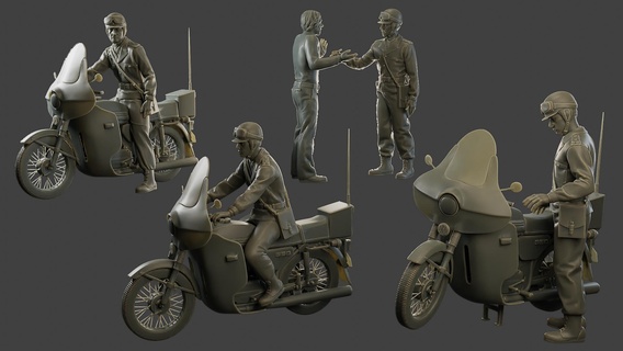 checoeslovaco comunista policía motocicleta ccpm1 pack1 juego 3d print model - Mito3D
