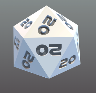 d20 face 20 Game nat20 critical dice rpg tabletop dnd dungeons and dragons 3d print model - Mito3D