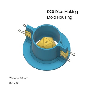 d20 mold housing make sharp edge dice 76mm cylinder frame making walls dungeons & dragons 3d print model - Mito3D