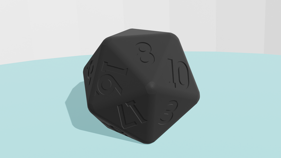d20 walking dice blank 20 d19 crit crtitcal die d&d dd roll rolling dungeons dragons dungeon dragon toy game custom 3d print model - Mito3D