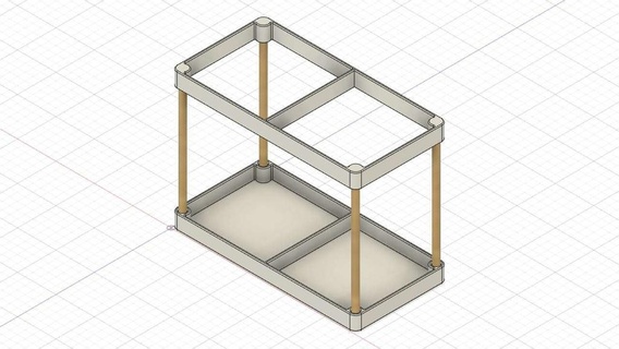 d4stand 60mm x - 2 cells upper lower parts Tools stl step tool storage stand bamboo skewers 3d print model - Mito3D