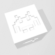 d6 - space invaders alien symbol logo game dice die games dungeons dragons math rocks click clacks dnd 3d print model - Mito3D