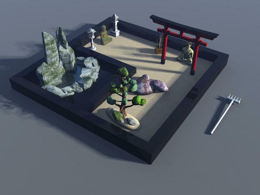 d co zen mini jardín torii japon asya 3d print model - Mito3D
