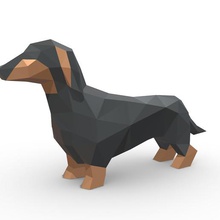 dachshund figure game dog origami papercraft cartoon toy statue sculpture miniatures design interior figurine decor animal 3dprint pendants lowpoly jewelry print gift art 3d print model - Mito3D
