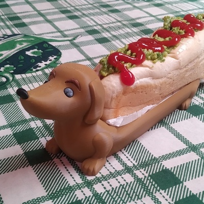 dachshund holder - hot dog sausage hotdog complete 3d print model - Mito3D