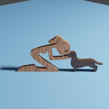 Dackel Liebe Würstchen Hund Tier Kunst Ornament Körper Geschenk einfach drucken Holz 3d print model - Mito3D