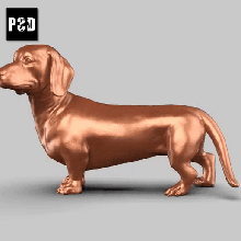 bassotto posa 02 arte cane animale giocattolo domestico figurine 3d print model - Mito3D