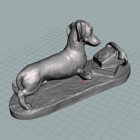 dachshund beklerken telefon çaldı sanat tarama köpek 3D print model - Mito3D