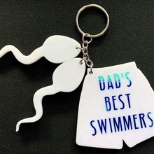 papai nadadores pais chaveiro Papai família pai engraçado presente humor crianças esperma nadador chaveiros 3d print model - Mito3D