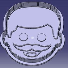 Papai biscoito cortador emoticon galleta cocina cozinha mofo molde Senhor bigode hipster 3d print model - Mito3D