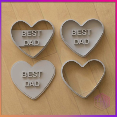 dad father's day cookie cutter heart cookies cut clay 3d print model - Mito3D