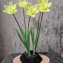 daffodil flower rock leaf art decoration interior sheet 3d print model - Mito3D
