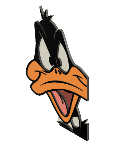 daffy duck looney toons 2d art 3d print model - Mito3D