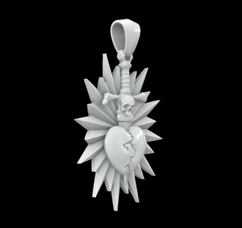 dagger heart pendant Jewelry piercing jewelry symbolism love sacrifice craftsmanship emotions passion heartfelt expression statement piece 3d print model - Mito3D