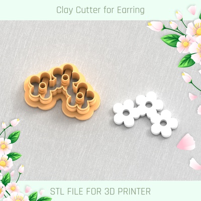 daisies spring clay cutter tools earring vase flower 3d print model - Mito3D
