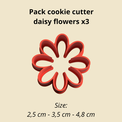 daisy flower cookie cutter pack x3 - stl file home margarita cortador of doughs 3d print model - Mito3D