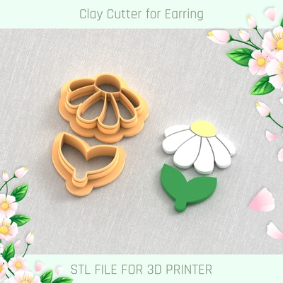 daisy stem spring clay cutter tools earring vase flower 3d print model - Mito3D