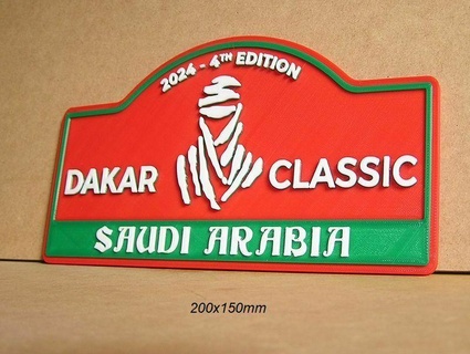 dakar2024 competition car motorcycle desert sand poster arabia saudi morocco sign signboard logo 3d print model - Mito3D