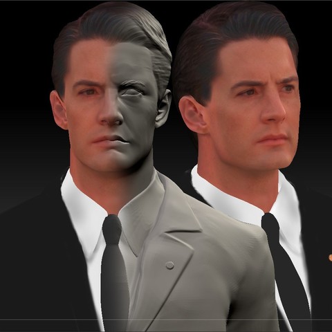 dale cooper twin peaks kyle maclachlan busto a arte fotorrealistas agente secreto espião fbi do sexo masculino homem o ator lynch david culto 90 1990 filme televisão série 3D print model - Mito3D