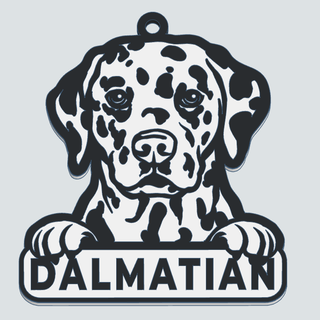 dalmatien porte clés chien race 3d impression mascotte amoureux charme accessoire Pointé manteau distingué cadeau noir blanc docile canin compagnon modèle 3d print model - Mito3D