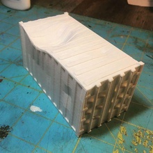damaged shipping container game warhammer 40k wargaming 28mm crate terrain scatter 3d print model - Mito3D