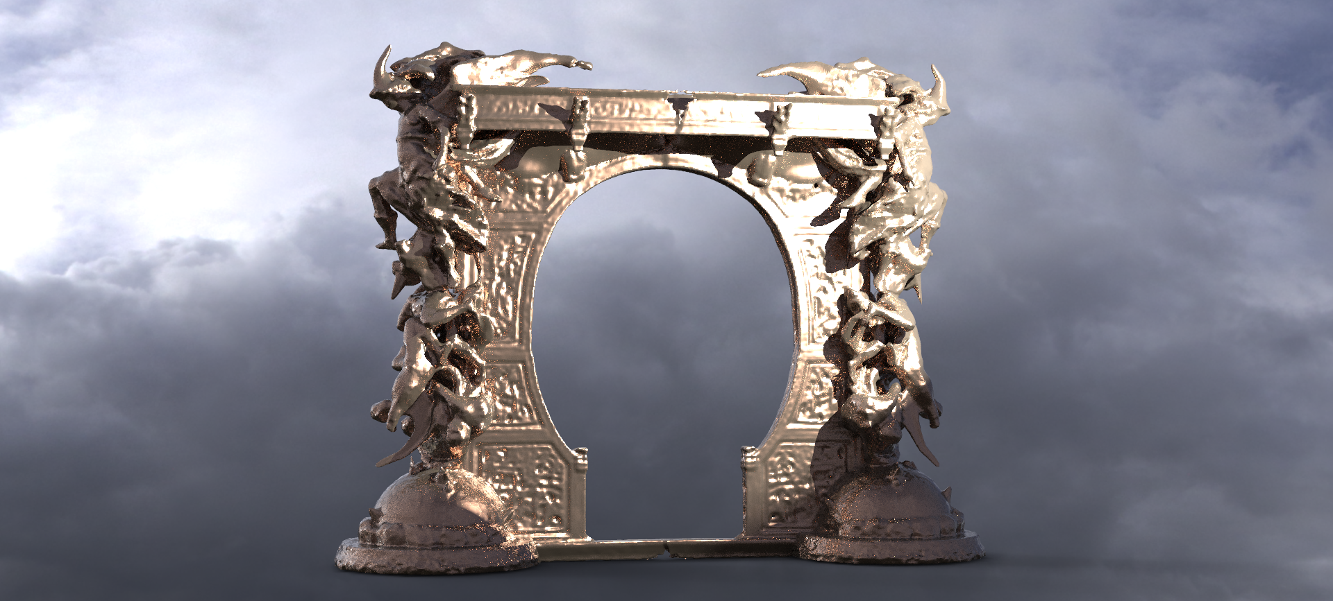 dantes inferno arco 3 portão medieval Entrada entrada gótico fortaleza antient pedra Igreja castelo catedral arquitetônico porta 3D print model - Mito3D