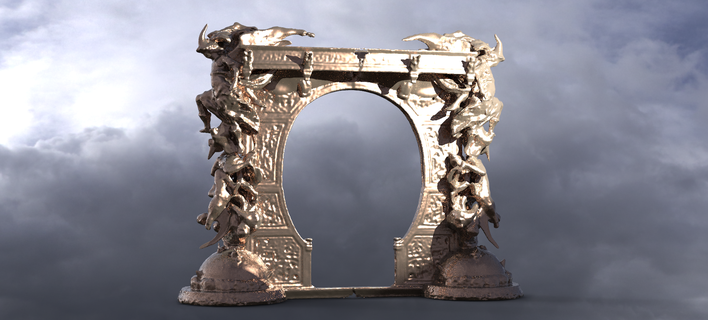 dantes inferno archway 3 gate medieval entrance arch doorway arc gothic fortress antient entrancegate stone church castle cathedral architectural door 3d print model - Mito3D