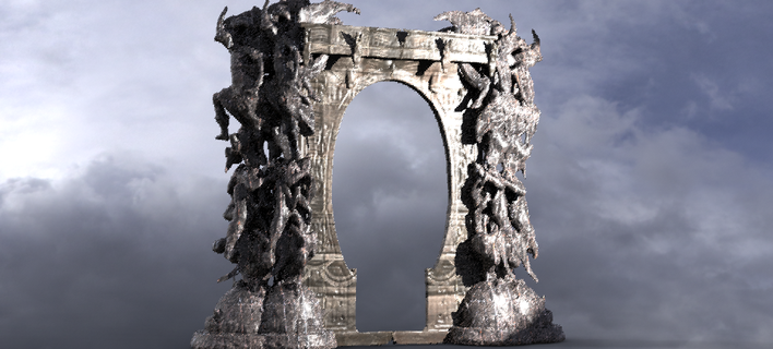 dantes inferno archway 9 gate medieval entrance arch doorway arc gothic fortress antient entrancegate stone church castle cathedral architectural door 3d print model - Mito3D