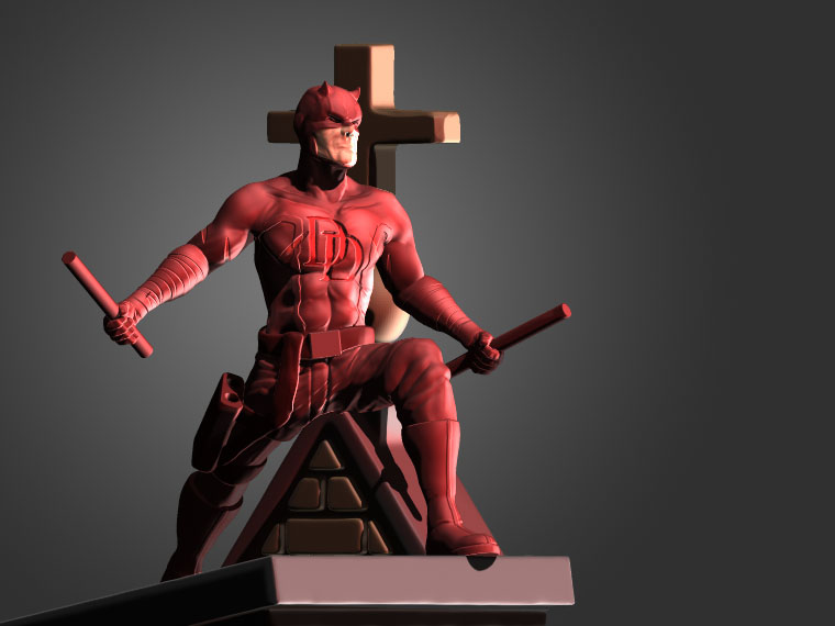 daredevil marvel hero superhero vigillant spiderman zbrush dc batman superman art sculpture 3D print model - Mito3D