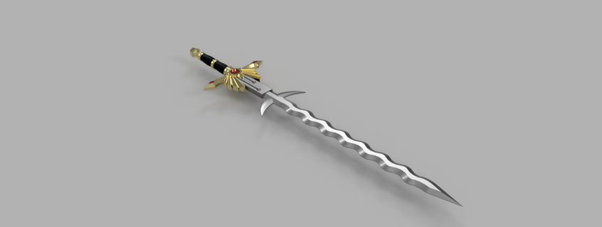 Sombrio anjos espada flamberge 3d print model - Mito3D